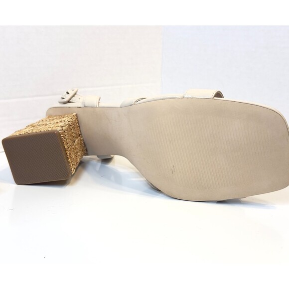 Steve Madden Renley Raffia Block Heel Ankle Strap Sandals Bone Size 11 Prom 3.5" - Picture 8 of 16